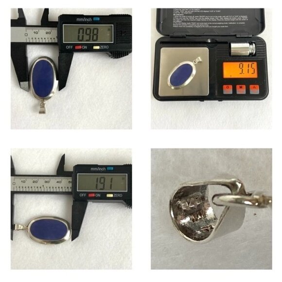 Sterling Silver 925 1.91" Oval Faux Lapis Pendant 9g Thai SX Sally C. Treasures - Picture 10 of 16